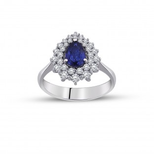 1.51 Karat F Renk Pırlantalı Safir Yüzük
