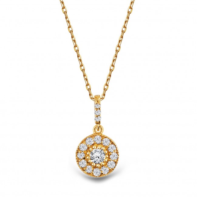 0.30 Karat F Renk Sarı Fantezi Pırlanta Kolye