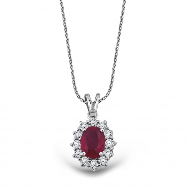 1.93 Karat F Renk Pırlantalı Yakut Kolye