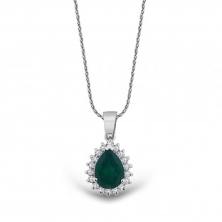 1.21 Karat F Renk Pırlantalı Zümrüt Kolye