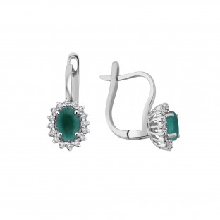 1.14 Karat F Renk Pırlantalı Zümrüt Küpe