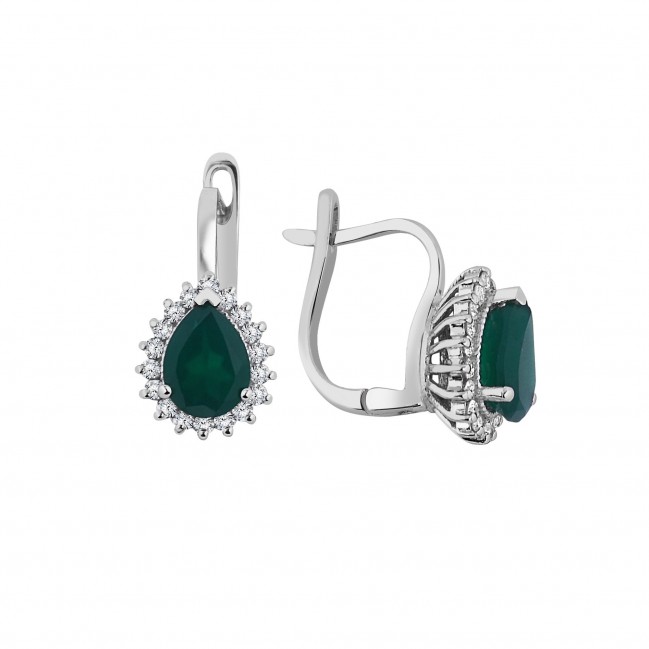 2.44 Karat F Renk Pırlantalı Zümrüt Küpe