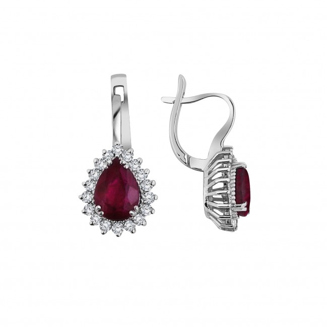 2.10 Karat F Renk Pırlantalı Yakut Küpe