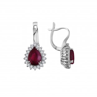 2.10 Karat F Renk Pırlantalı Yakut Küpe