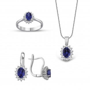 Pırlantalı Safir Set