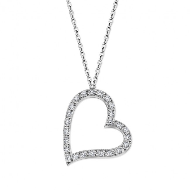 0.20 Karat F Renk Kalp Pırlanta Kolye