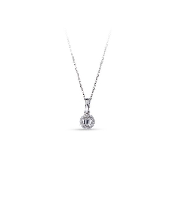 0.12 Karat F Renk Baget Pırlanta Kolye